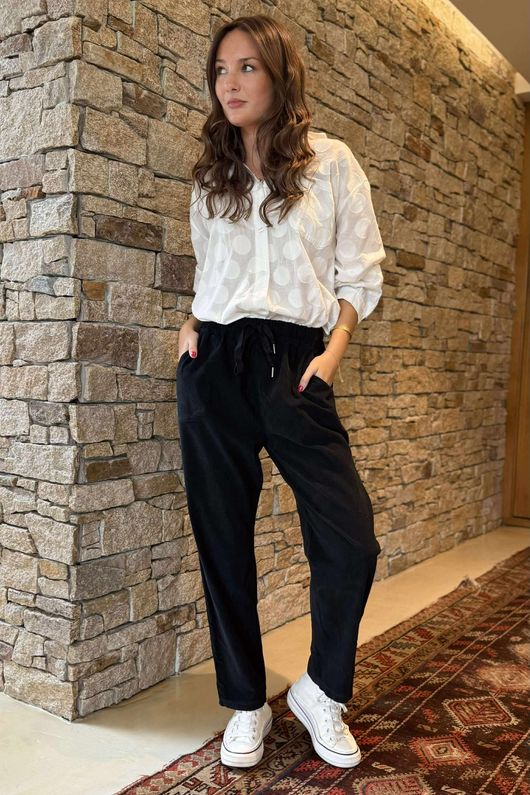 Made in Italy Baby Cord Classic Slim Jogger Black